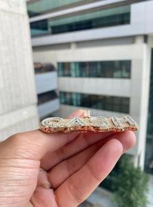 Colgante de Letra Personalizado con Diamante de 2.00 Quilates, Chapado en Oro Amarillo de 14K sobre Plata de Ley, Amuleto Clásico para Fiesta, Unisex, Microincrustaciones - Product Image 4