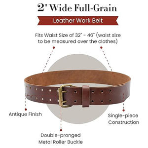 Cinturón de Cuero Utilitario de Doble Hebilla con Diseño Personalizado, Servicio OEM, Último Diseño, Logotipo Personalizado, Transpirable, de Cuero Genuino - Product Image 4