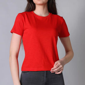 เสื้อเชิ้ตผ้าสแปนเด็กซ์คอกลม/คอกลมพิมพ์ลายสไตล์ลำลองสำหรับเด็กผู้หญิงผ้าคอตตอน95% 5% สแปนเด็กซ์ผลิตในอินเดีย - Product Image 1