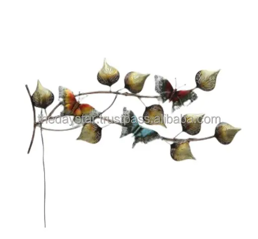 Completely Customisable Iron Butterfly On Leaf Wall Art for interior indoor Home Decoration