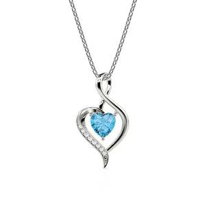 Collier Jeulia personnalisé en or plaqué or avec ruban torsadé et double cœur en moissanite - Product Image 1