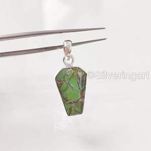 Colgante de Plata de Ley 925 con Turquesa Verde Natural, Piedra de Nacimiento de Diciembre, Joyería Hecha a Mano para Mujer - Product Image 4