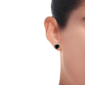 ต่างหูเม็ดเดี่ยวประดับเพชรเม็ดกลมสีดำสำหรับผู้หญิง - Product Image 3