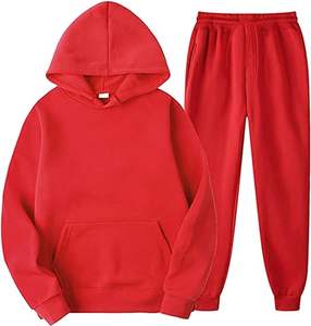 Conjunto Deportivo Personalizado Unisex de 2 Piezas, Otoño Invierno, Color Sólido, Pantalones Deportivos con Bolsillos, Sudadera con Capucha de Manga Larga, 100% Algodón - Product Image 2