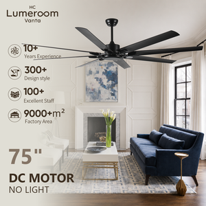 USA in Stock 75 Inch Industrial Ceiling Fan No <b>Light</b> with Remote DC Motor Large Outdoor Ceiling Fan for <b>Garage</b> Patio Shop - Product Image 2