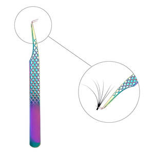 Pince à épiler professionnelle russe Volume Extension de cils personnalisée 90 degrés pointe de Fiber en acier inoxydable nouveau prix bas - Product Image 1