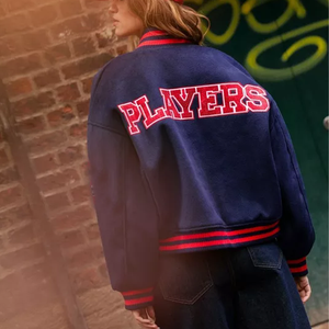 Vestes universitaires de baseball de Style sportif court et court pour femmes avec des couleurs personnalisées et des logos brodés Veste universitaire chaude Letterman - Product Image 4