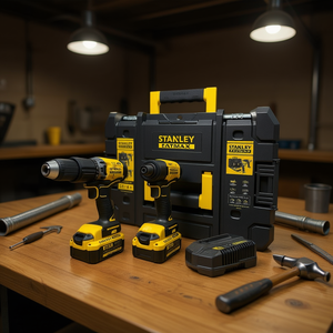 Stanley 20V Drill <b>and</b> Screwdriver Set with 2 X 4Ah <b>Batteries</b> <b>Charger</b> Carrying Case-Power Wrenches - Product Image 3