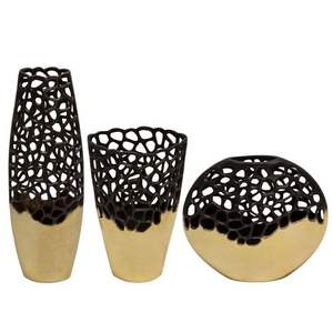 Handmade <b>Set</b> of 2 Metal Flower <b>Vase</b> Different Sizes Coastal Design Style for Tabletop or Floor Decor for Home or Hotel Use - Product Image 6