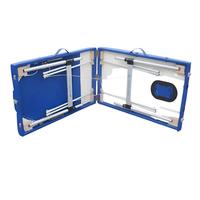 Mobiclinic CA-01 PLUS Civière pliante portable en aluminium avec appui-tête 186X60 cm Lit de table de massage en cuir synthétique bleu