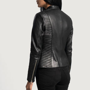 Vestes en cuir de moto pour femmes de haute qualité, vêtements d'extérieur de motard sur mesure élégants pour l'hiver et l'automne, mode féminine - Product Image 5