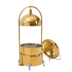 Fabricants et exportateurs de chauffe-plats ronds en acier inoxydable doré pour les fournitures de mariage d'hôtel - Product Image 1