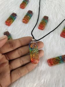 Wholesale Sevenchakra Orgonite Pendants Amazing Quality Rectangle Shape Copper Energetic Symbol <b>Semi</b>-<b>Precious</b> <b>Stone</b> Craft for - Product Image 3