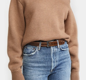 Cinturón de estilo trenzado de cuero de vaca genuino de diseño clásico para hombre con hebilla de cobre para cinturones de jeans de moda informal - Product Image 5