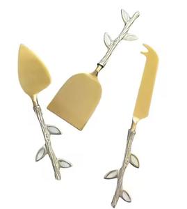 Ensemble de couteaux de service à fromage en métal à manche en pierre créatif Outils à fromage en acier inoxydable à extrémité courte - Product Image 4