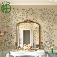 Papier peint mural brodé, papier peint mural personnalisé, papier peint floral, papier peint mural chinoiserie, papier peint mural européen