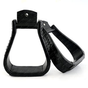 Étriers à cloche focalisés de haute qualité en cuir lacé pour une utilisation équestre Lit à pieds larges Cadre durable en aluminium antidérapant - Product Image 5