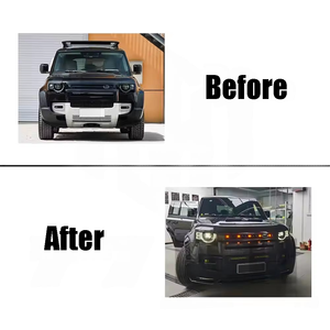 Adecuado para <span class=keywords><strong>Land</strong></span> <span class=keywords><strong>Rover</strong></span> <span class=keywords><strong>Defender</strong></span> 2020 Base Grille Upgrade a Octa Style Parachoques delantero Parrilla Luces LED Luces automáticas bajas a altas - Product Image 2