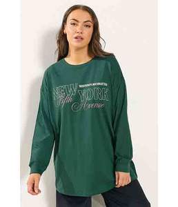 T-shirt à manches courtes imprimé estival écologique Curve Green 'New York Fifth Avenue' pour femmes - Product Image 1