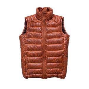 Gilet en cuir matelassé pour hommes Offre Spéciale manteau marron matelassé en peau d'agneau décontracté hiver gilets et gilets pour hommes - Product Image 3