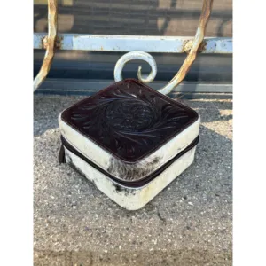 Modern Rectangle Cowhide Leather Jewelry <b>Box</b> with Satin and Microfiber Lining - Product Image 1