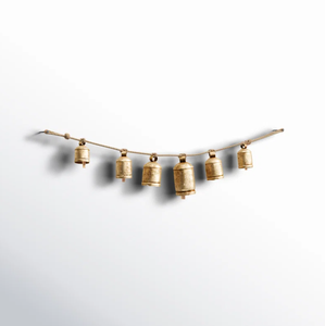 AK ระฆังโลหะทองเหลืองตกแต่งคริสต์มาสชุดกระดิ่งเดี่ยว6อันบนเชือกโบราณสำเร็จรูปสำหรับแขวนผนังระฆัง/ตกแต่งคริสต์มาส - Product Image 2