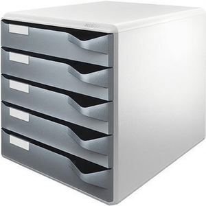 5-<b>Drawer</b> Extra-Wide Leitz Desktop Organizer Light Grey Housing & Dark Grey <b>Drawers</b> - Product Image 2