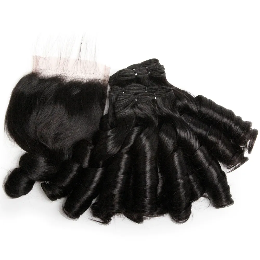 Human Hair Loose Wave Bundles With Closure Brazilian Weaving Bundles Human Hair 4 Bundles With Swiss Lace Closure Ombre P430 99J