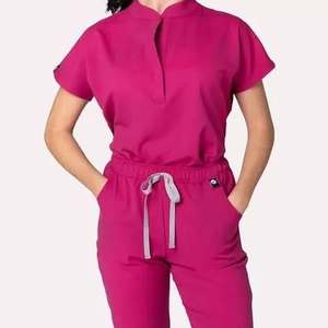 Nuevo diseño de calidad premium de manga corta para mujer, traje de talla Regular, cuello levantado, Color sólido, exfoliante de Hospital - Product Image 2