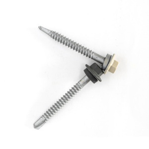 Vis autoperceuse à tête hexagonale PDC, galvanisée, en acier au carbone, classe 4.8 6.8, filetage grossier, avec rondelle EPDM, en métal, en pouces - Product Image 1