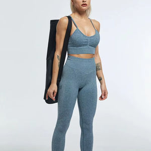 2025 populaire 22 couleurs Sport Gym Fitness vêtements vêtements actifs 2 pièces solide respirant Yoga sans couture ensembles d'entraînement pour les femmes - Product Image 1