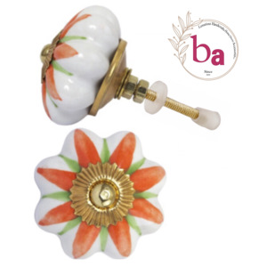 Boutons en céramique de melon de fleur de style de conception industrielle CK 558 pour l'usage extérieur d'hôtel de chambre à coucher de commode de cuisine - Product Image 1