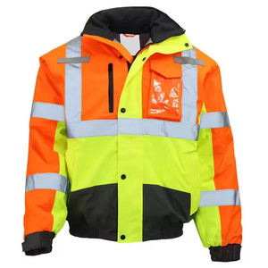 High Visibility Reflective Safety <b>Jacket</b> <b>Canvas</b> 100% Polyester Breathable Customizable Front Winter Workwear Men's <b>Jackets</b> - Product Image 3