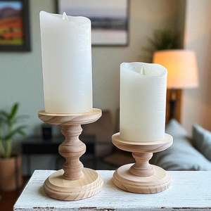 Portavelas de Madera Hecho a Mano Ecológico, Soporte Decorativo para Velas para Yoga, Meditación, Decoración de Spa - Product Image 1