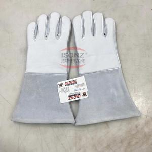 Guantes de soldadura Tig de cuero de cabra genuino de 35 cm con funciones antideslizantes anticortes y antiimpactos diseño de guantes de seguridad - Product Image 5