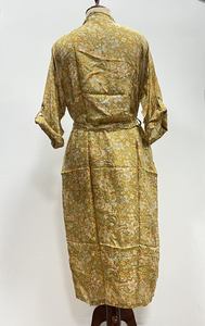 Indian Silk Floral Summer <b>Long</b> <b>Kimono</b> Boho <b>Robe</b> V-neck Drawstring Closure Beach Cover-Up Comfortable Dressing Gown Handmade - Product Image 6