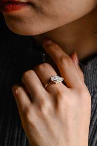 14K oro sólido racimo pera corte laboratorio crecido diamante anillo clásico compromiso promesa aniversario regalo joyería fina plata fiestas - Product Image 3