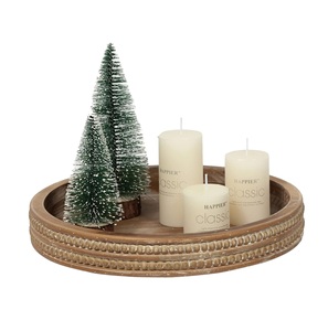 Plateau rond en bois de 2 '', plateau décoratif rond en bois blanchi à la chaux, plateau décoratif rustique de ferme, parfait pour le rangement - Product Image 1