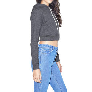 Diseña Tu Propia Sudadera Corta con Capucha para Mujer, Sudadera con Capucha con Logotipo Personalizado Estampado en la Parte Delantera, Ropa de Calle Moderna a Bajo Precio, 100% Algodón de Felpa - Product Image 2