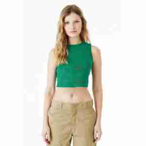 Custom Logo Design Women's Solid Short <b>Crop</b> Tank <b>Tops</b> Breathable Ribbed Knit Polyester/Cotton for Yoga & Gym Fitness - Product Image 3