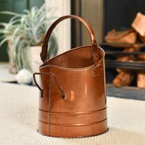 Classic copper coal bucket with polished surface and durable structure designed for <b>both</b> functional use and decorative display - Product Image 6