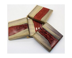 New Arrival Unique Design Square Acacia Acacia Wood and <b>Epoxy</b> Resin Best Coasters for Office & Home From SCI - Product Image 6