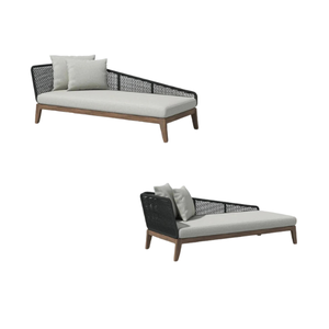 Tumbona Sofá de jardín Muebles Sofá seccional Patio Muebles de teca al aire libre de madera maciza de Indonesia - Product Image 6