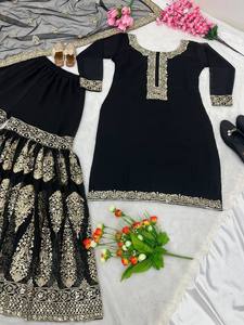 Shalwar Kameez ethnique moderne brodé semi-cousu en faux tulle bleu pour femmes, idéal pour les mariages et les fêtes - Product Image 6