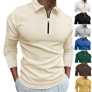 Polo de golf à col rabattu et fermeture éclair pour hommes, disponible sur mesure, avec service OEM, chemise en tricot à manches courtes printemps-été - Product Image 1