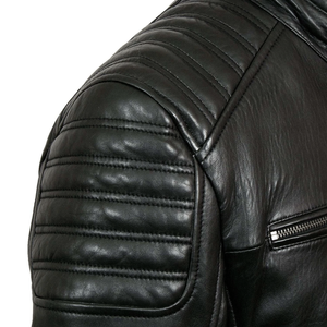 Men's Pure Black Genuine Leather <b>Biker</b> <b>Jacket</b> With Armoured CE Protected Racing Leather <b>Jacket</b> For Men - Product Image 3
