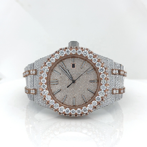 Reloj VVS Lab Diamond de lujo, relojes mecánicos personalizados de Hip Hop, reloj mecánico con banda de acero inoxidable de oro amarillo CVD - Product Image 1