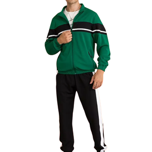 Ensemble survêtement solide d'hiver 100% coton pour hommes 2 pièces pantalons décontractés à capuche zippé respirant écologique - Product Image 5