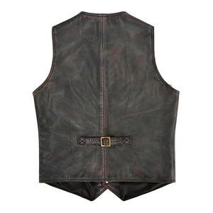 Gilet en cuir pour homme tendance, veste de motard de designer, sans manches, respirante, personnalisable, vêtement d'extérieur décontracté, coupe ajustée - Product Image 4