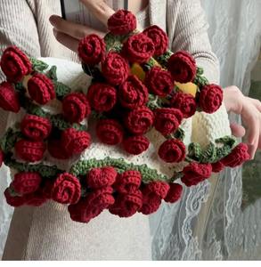 Manta de Ganchillo de Algodón Hecha a Mano con Rosas, Estilo Ramo, Flores Artificiales, Artesanía Textil y de Tela para Regalos - Product Image 6